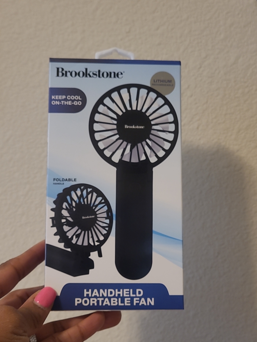 Brookstone Black Handheld Portable Fan - Foldable Design